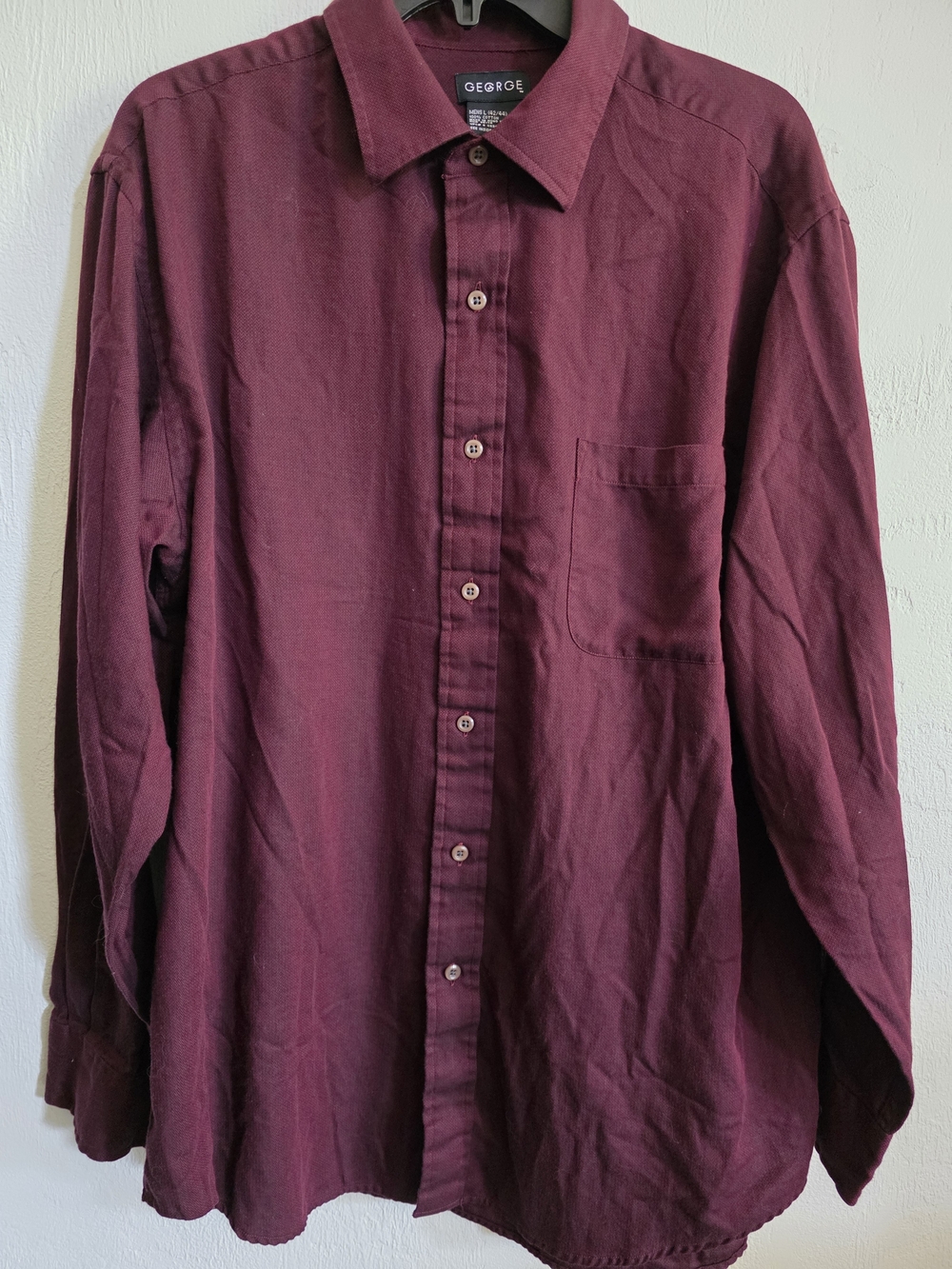 George Men's Long-Sleeve Button-Down Shirt in Deep Wine